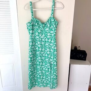 Green/White Floral Midi Dress